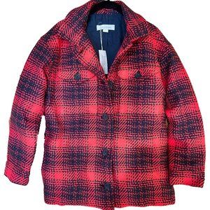 Outerknown Cloud Weave Shirt Jacket Bright Red Optic Plaid Size S